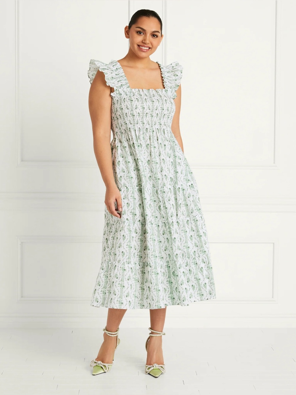 Hill House Green Vine Stripe Ellie Nap Dress size S - Picture 7 of 8